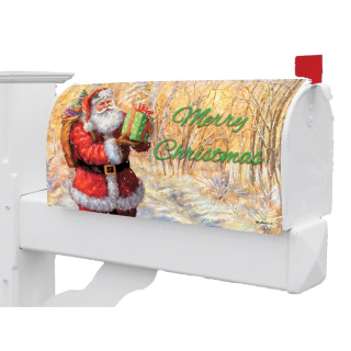 Santa on Gold Mailbox Cover | Mailbox Covers | Mailbox Wraps