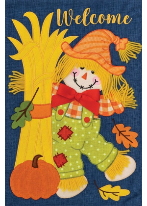 Scarecrow Corn Stalks Flag | Applique Flags | Fall Flags