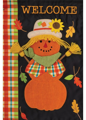 Scarecrow Pumpkin Flag | Applique Flags | Fall Flags | Garden Flag