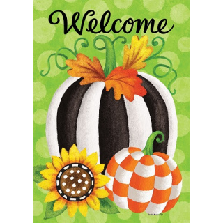 Striped Pumpkin Flag | Fall Flag | Two Sided Flags | Welcome Flag