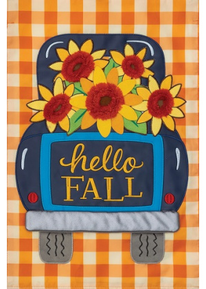 Sunflower Truck Flag | Applique Flags | Fall Flags | Garden Flags