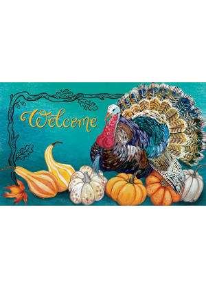 Teal Turkey Doormat | Decorative Doormats | MatMates