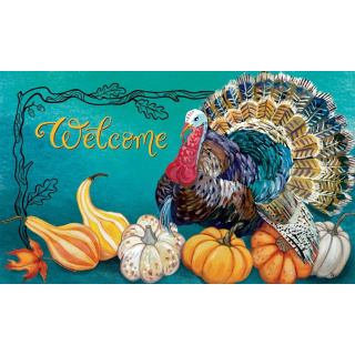 Teal Turkey Doormat | Decorative Doormats | MatMates