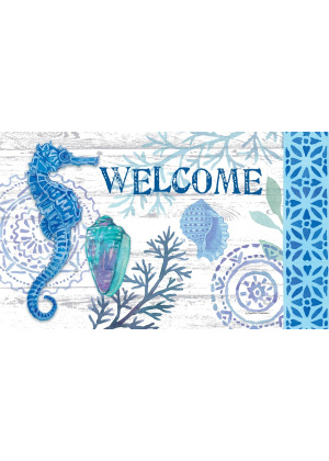 Blue Seahorse Doormat | Decorative Doormat | MatMate | Door Mat