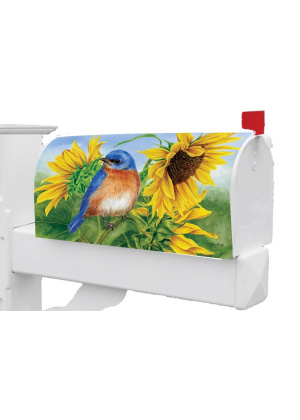 Bluebird Sunflowers Mailbox Cover | Mailbox Wrap | Mailbox Cover