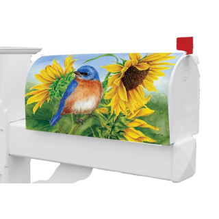 Bluebird Sunflowers Mailbox Cover | Mailbox Wrap | Mailbox Cover