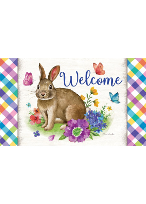 Bunny Plaid Doormat | Decorative Doormats | MatMates