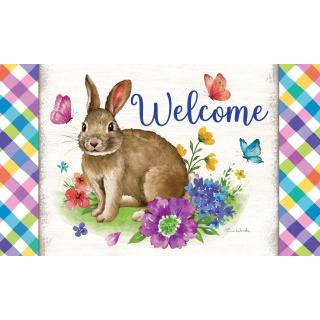 Bunny Plaid Doormat | Decorative Doormats | MatMates