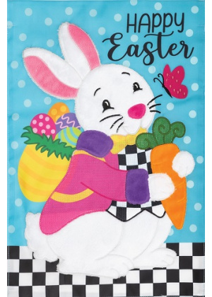 Bunny and Carrot Flag | Applique Flags | Easter Flag | Garden Flag