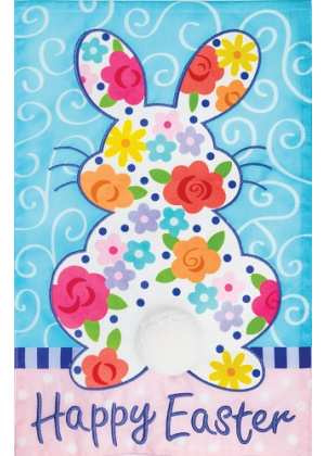 Floral Bunny Flag | Applique Flags | Easter Flags | Garden Flags