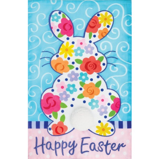 Floral Bunny Flag | Applique Flags | Easter Flags | Garden Flags