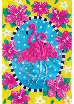 Floral Flamingo Flag | Applique Flags | Cool Flags | Garden Flags