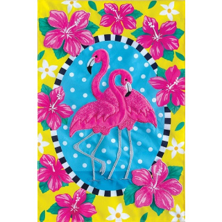 Floral Flamingo Flag | Applique Flags | Cool Flags | Garden Flags