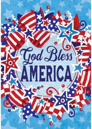 God Bless Wreath Flag | Patriotic Flag | 4th of July Flag | Cool Flag