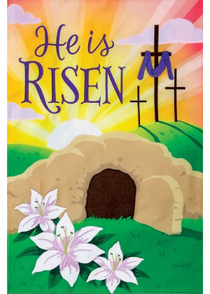 He is Risen Cross Flag | Applique Flags | Easter Flag | Garden Flag