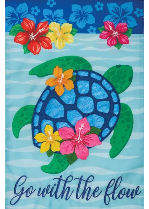 Hibiscus Turtle Flag | Applique Flags | Summer Flags | Garden Flag