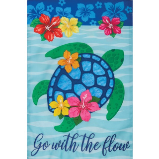 Hibiscus Turtle Flag | Applique Flags | Summer Flags | Garden Flag