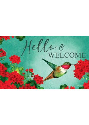 Hummingbird Geranium Doormat | Decorative Doormats | MatMate