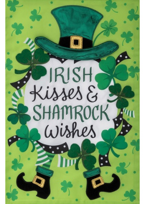 Irish Kisses Flag | Applique Flags | St. Patrick's Day Flags