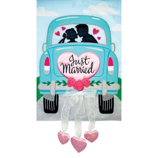 Just Married Flag | Applique Flags | Wedding Flags | Garden Flags