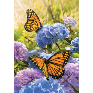 Monarch Hydrangeas Flag | Spring Flags | Decorative Flags