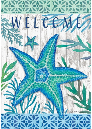 Teal Starfish Flag | Summer Flags | Two Sided Flags | Cool Flags