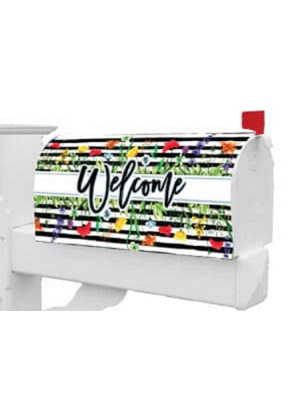 Wildflower Stripes Mailbox Cover | Mailbox Wraps | Mailbox Covers