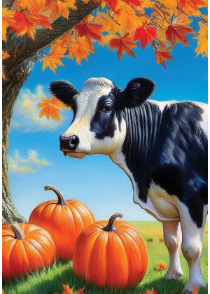 Cow & Pumpkins Flag | Fall Flags | House Flags | Cool Flags